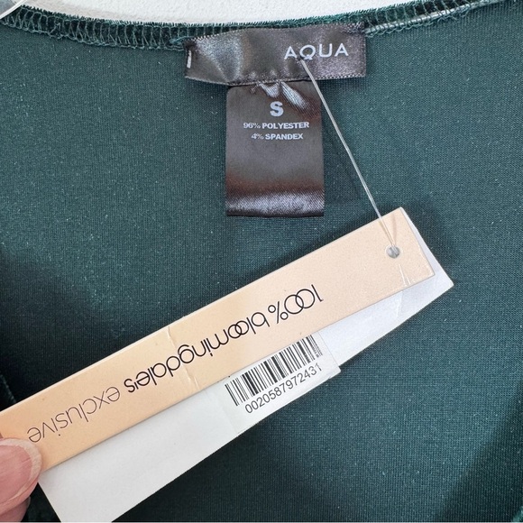 AQUA Velvet Faux Wrap Mini Dress Green Size S NWT - Picture 6 of 8